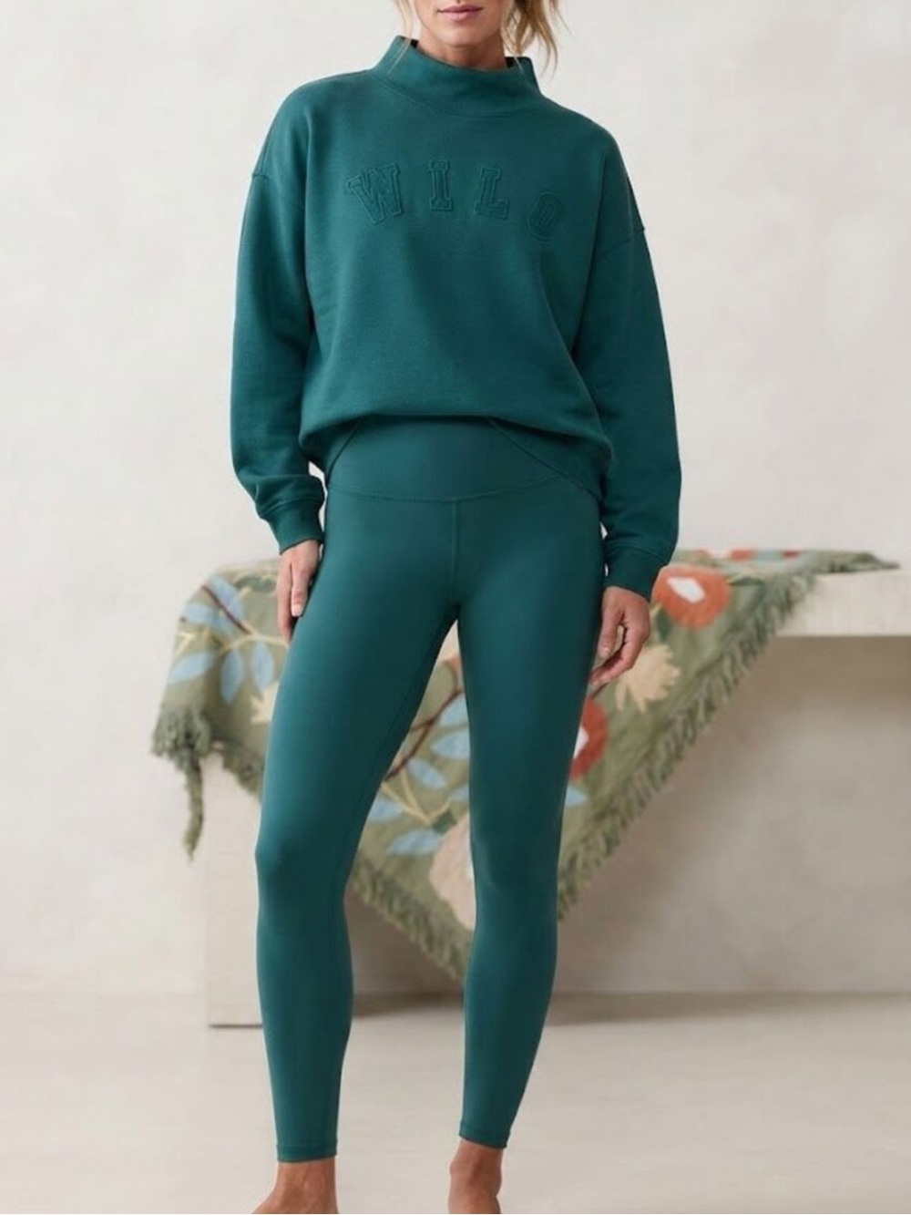 Wilo The Label 2 pc Funnel Neck Legging Set - Teal